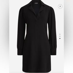 J. Crew NWT Long Sleeve Black Crepe Shift Dress